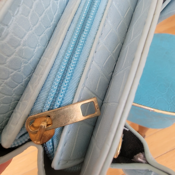Baby Blue Mini Faux Crocodile Handbag - Picture 6 of 12